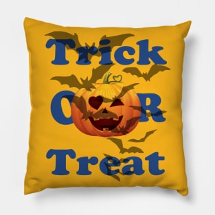 Funny Halloween Gift Trick or treat with scary pumpkin face for men and women Pillow