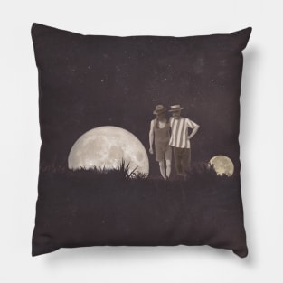 Moon on a Meadow Dream Surreal Vintage Photography 1920's Pillow