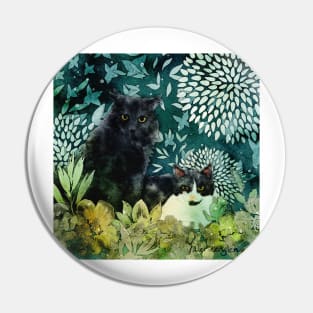 Desert Cat Brothers Negative Painting Teal Background Pin