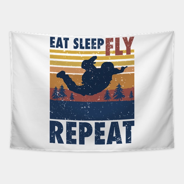 Skydiver Saying Eat Sleep Fly Gift Tapestry by Bestseller