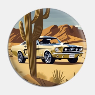 Muscle Car Shelby Desert Scene Pin