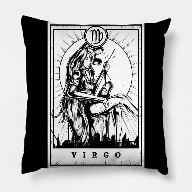 Virgo Zodiac Tarot Pillow by Scottconnick