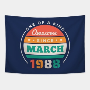 Retro Awesome Since March 1988 Birthday Vintage Bday 1988 Tapestry