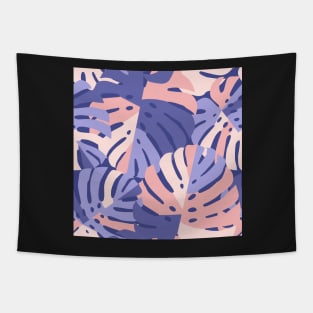 Color Block Monstera Leaves - Purple + Pink Tapestry