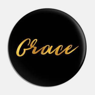 Grace Name Hand Lettering in Faux Gold Letters Pin