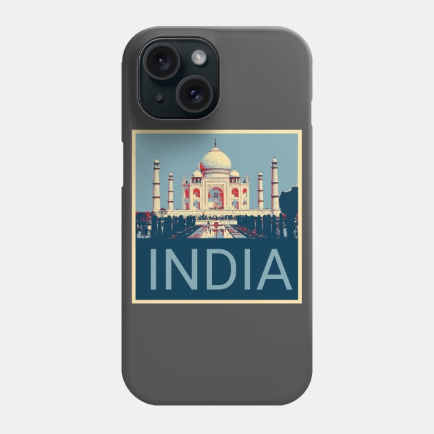 India in Shepard Fairey style design Phone Case by Montanescu