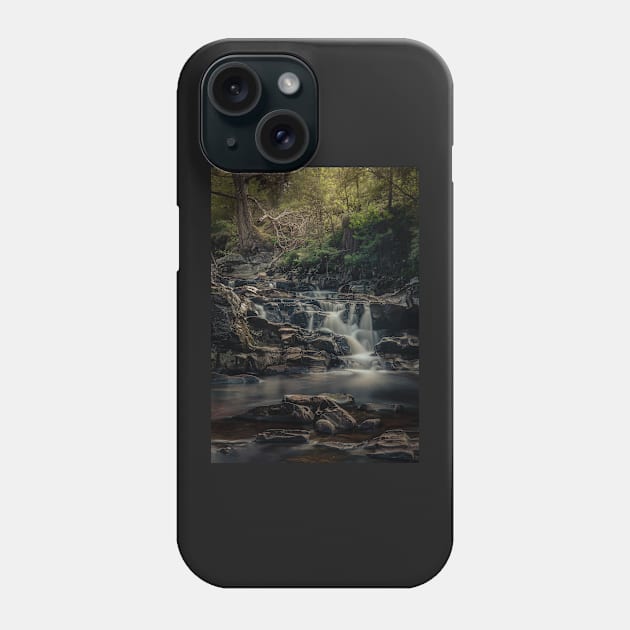 'Highland Waterfall', Allt Camghouran, Loch Rannoch Phone Case by mucklepawprint