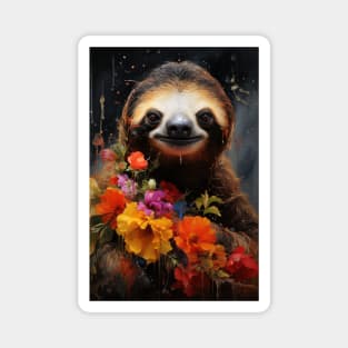 Sloth and Flowers Magnet