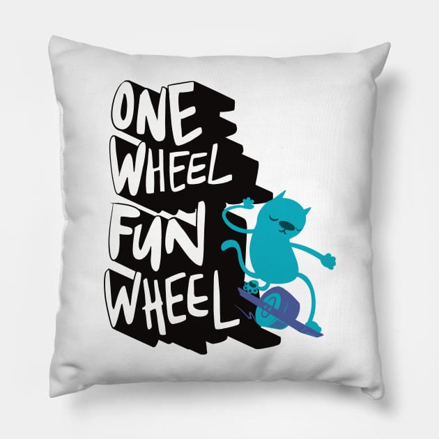 Onewheel Funwheel Cool Cat Pillow by MonocleDrop