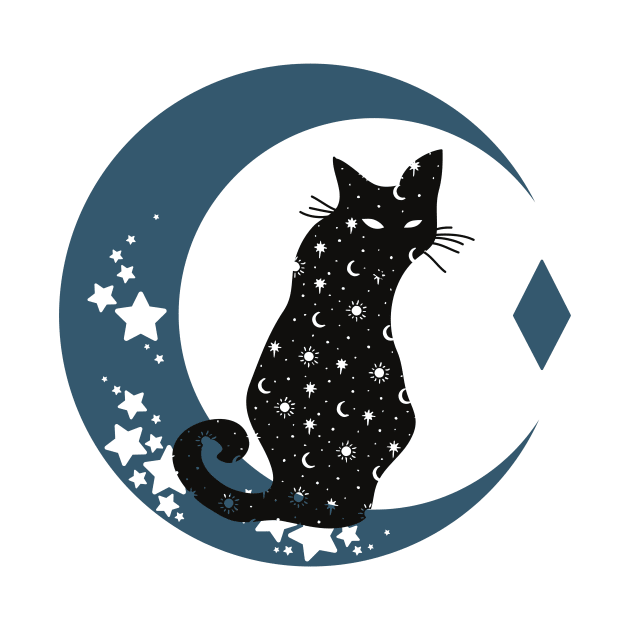 Celestial Cat & Moon Shirt, Sun Moon Stars Tee, Mystical Cat Tee, Moon and Stars, Bohemian Tshirt, Cat Lady by Coffee Conceptions