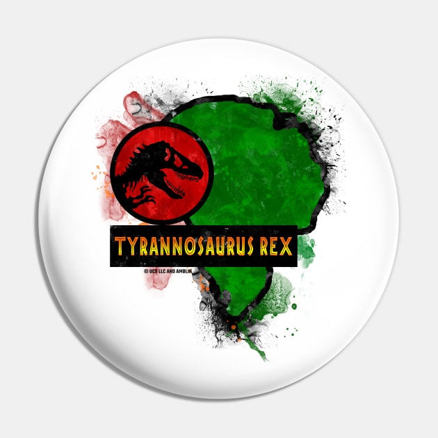 Tyrannosaurus Rex - Jurassic T rex Dino Paddock Sign Pin by Jurassic Merch