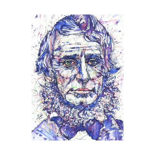 HENRY DAVID THOREAU watercolor and ink portrait by lautir