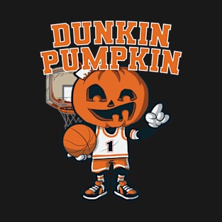 Dunkin Pumpkin Halloween Costume Funny Pumpkin Basketball T-Shirt