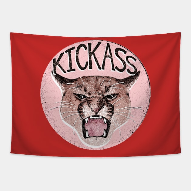 Kickass Large Cat Roaring Tapestry by Annelie