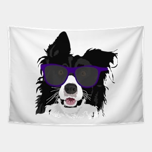 Funny Border Collie With Hip Cool Sunglasses Design Tapestry