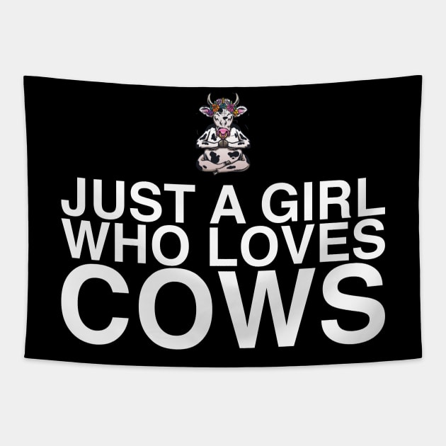 Cute Farmer Girl Cowgirl Cow Gift Tapestry by bigD