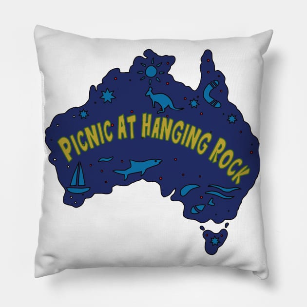 AUSSIE MAP PICINIC AT HANGING ROCK Pillow by elsa-HD