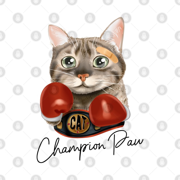 cat with boxing gloves and champion belt by stark.shop