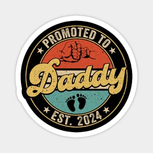 Promoted To Daddy 2024 Pregnancy New First Daddy Retro Magnet