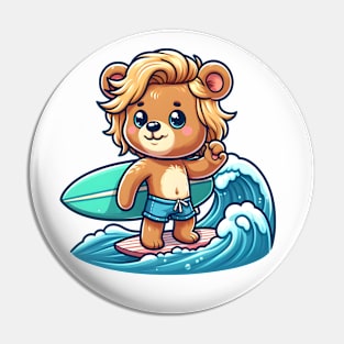 Cute Surfer Bear Kawaii Pin