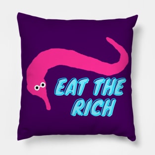 Worm on a string eat the rich pink Pillow