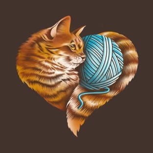 Heart Knitting Kitten T-Shirt