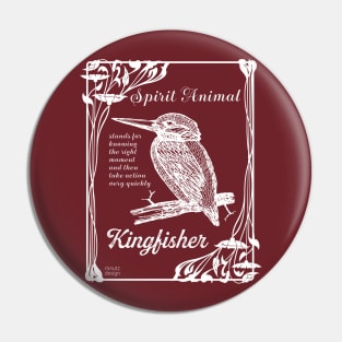 Spirit animal - kingfisher - white Pin