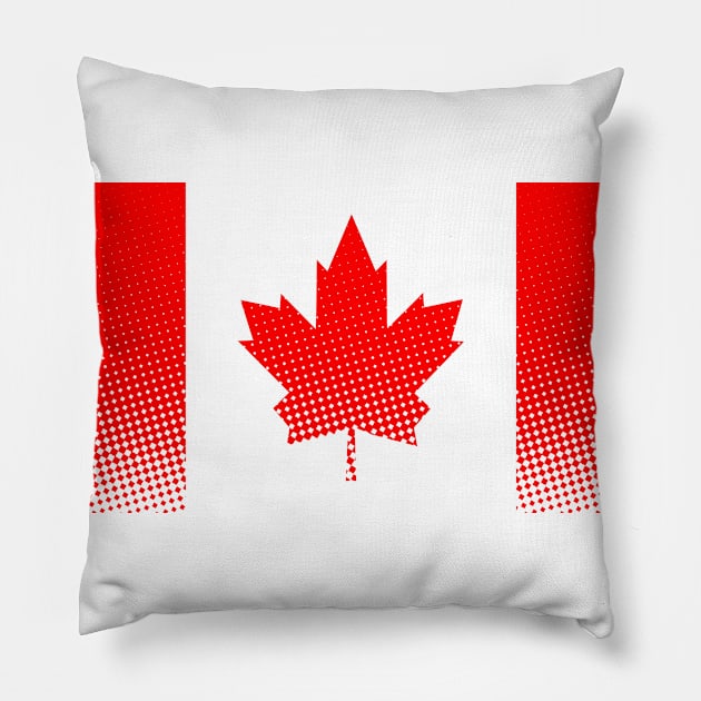 Flag of Canada With Halftone Effect Pillow by Braznyc