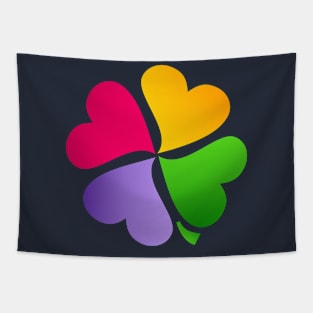 Love Four Leaves Clover Colored Flower Tapestry