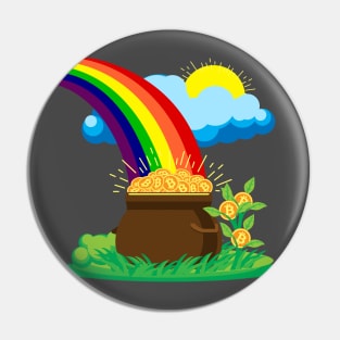 Bitcoin, Rainbow, Pot, Gold, Goblin, Legend, Money Pin