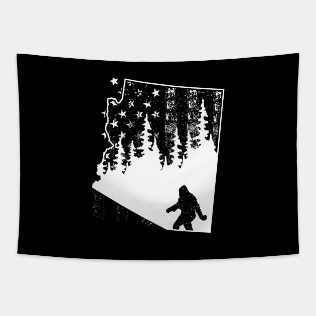 Arizona Bigfoot American Flag Tapestry by Tesszero