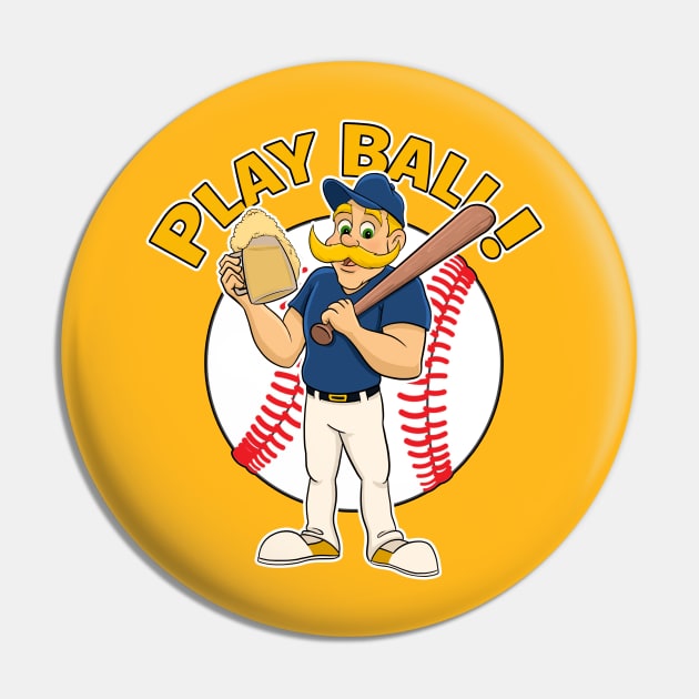 Play Ball! Brewers Baseball Mascot Bernie Pin by GAMAS Threads