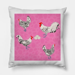 Silver Spangled Hamburg Pink Pillow