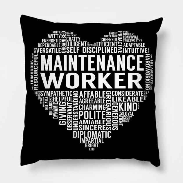 Maintenance Worker Heart Pillow by LotusTee