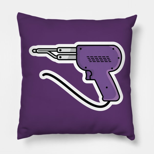 Electric Soldering Gun Tool Sticker vector illustration. Repairing hand tool object icon concept. Weller dual heat professional soldering gun sticker vector design. Pillow by AlviStudio