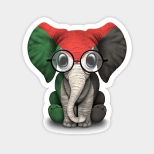 Baby Elephant with Glasses and Palestinian Flag Magnet