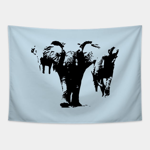 Elephant Herd Silhouette Tapestry by ACGraphics