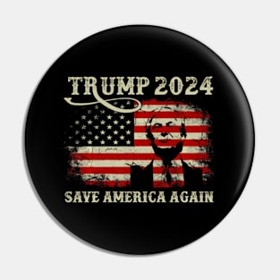 Donald Trump 2024 Save America Again American Flag Patriotic Pin