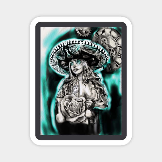 day of the dead tattoo art Magnet by KG