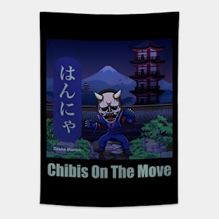Hannya, Oni of the Night (Ver. 2.0) - “Chibis On The Move” tshirt by iisakastation.com Tapestry