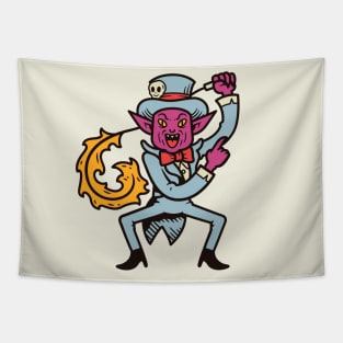 Vintage Cartoon Demon Circus Ringmaster Tapestry