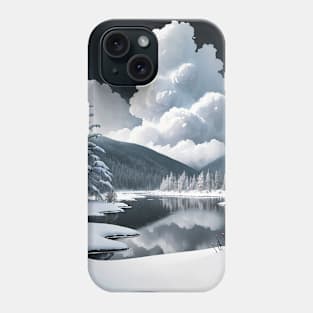 Serene Winter Lake in a Taiga Oasis Phone Case