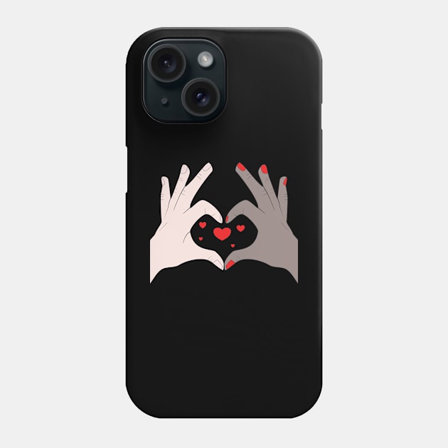 Hands Making Heart Shape Love Sign Language Valentine's Day Phone Case by Okuadinya