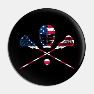 LAX Sticks Head and Ball in US Flag colours- The Pin