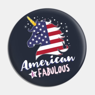 American & Fabulous Unicorn Pin