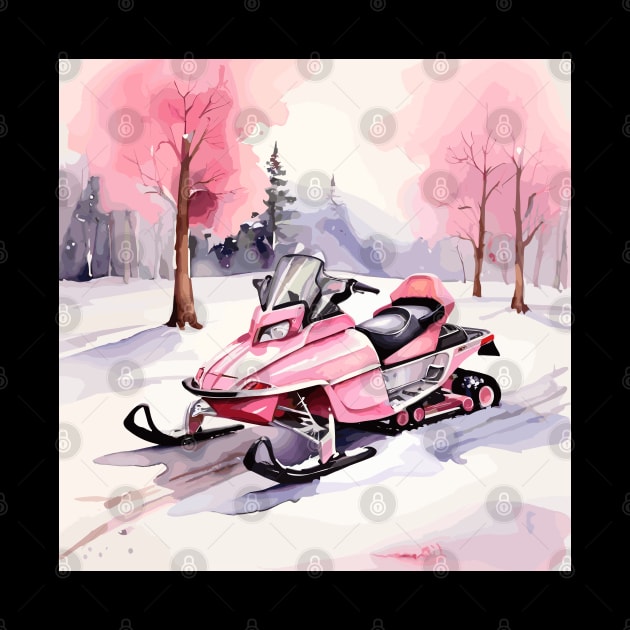 Pink Snowmobile by Siha Arts