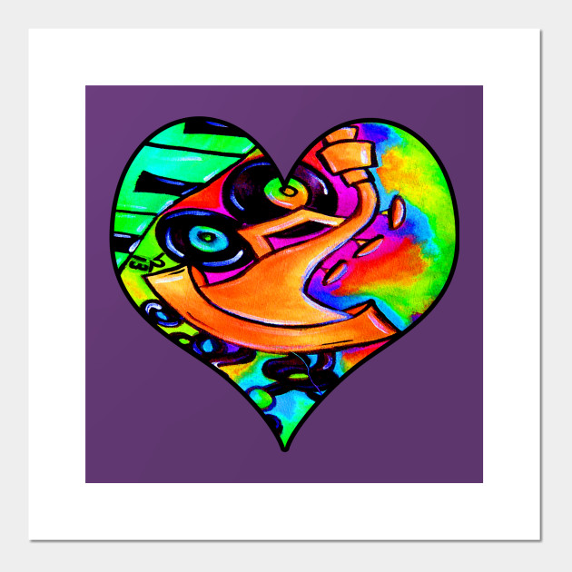 Colorful Abstract Music Instruments Heart Music Lovers Gifts