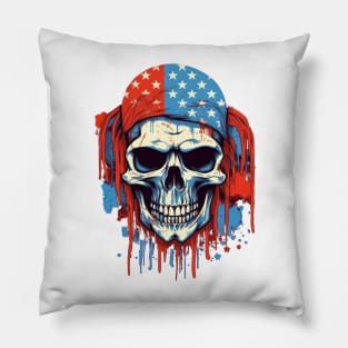 Proud to be an American and rockin' my Skull Flag with bold colors US Pillow