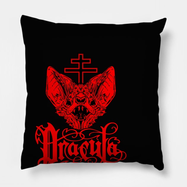 DRACULA LOGO Pillow by theanomalius_merch