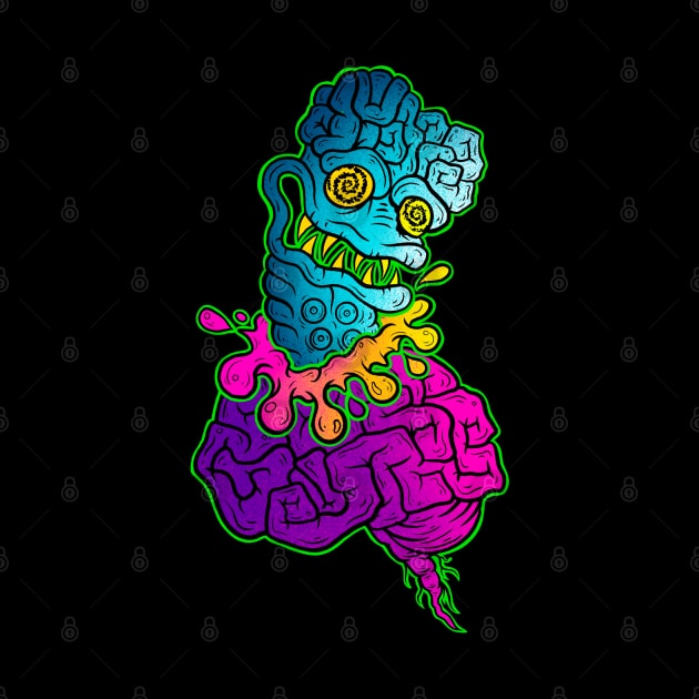 Blue brain eating guy by SlinkSkull